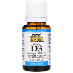 Buy Vitamin D3 Drops 1000IU 0.5 oz (15 ml) Natural Factors Online, UK Delivery, Liquid Vitamin D3