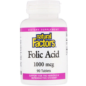 Buy Folic Acid 1000 mg 90 Tabs Natural Factors Online, UK Delivery, Folic Acid Prenatal Vitamin Pregnancy