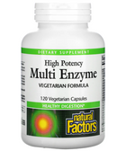 Buy Multi Enzyme High Potency Vegetarian Formula 120 Veggie Caps Natural Factors Online, UK Delivery, Digestive Enzymes