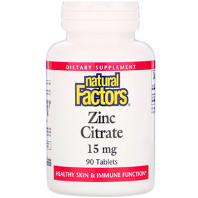 Buy Zinc Citrate 15 mg 90 Tabs Natural Factors Online, UK Delivery, Mineral Supplements