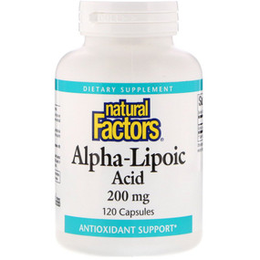 Buy Alpha-Lipoic Acid 200mg 120 Caps Natural Factors Online, UK Delivery, Antioxidant ALA