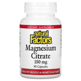 Buy Magnesium Citrate 150mg 90 Caps Natural Factors Online, UK Delivery, Mineral Supplements