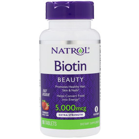 Buy UK Biotin 5000 mcg 90 Tabs, Natrol, Hair & Nails