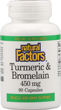 Buy Turmeric & Bromelain 450 mg 90 Caps Natural Factors Online, UK Delivery, Antioxidant Curcumin