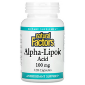 Buy Alpha-Lipoic Acid 100mg 120 Caps Natural Factors Online, UK Delivery, Antioxidant ALA