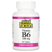 Buy B6 Pyridoxine HCl 100 mg 90 Tabs Natural Factors Online, UK Delivery, Vitamin B