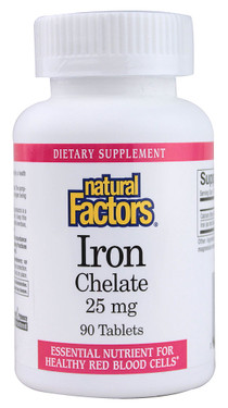 Buy Iron Chelate 25 mg 90 Tabs Natural Factors Online, UK Delivery, Mineral Supplements