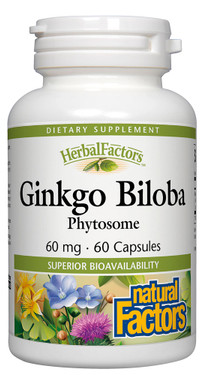 Buy Ginkgo Biloba Phytosome 60 mg 60 Caps Natural Factors Online, UK Delivery,