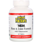 Buy NEM Knee & Joint Formula with Glucosamine 60 Tabs Natural Factors Online, UK Delivery, Joints Bones Osteo Support Formulas Pain Relief Remedy Eggshell Membrane