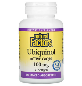 Buy Ubiquinol QH Active CoQ10 100 mg 30 sGels Natural Factors Online, UK Delivery, Antioxidant Ubiquinol CoQ10