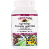 Buy ResveratrolRich Super Strength Resveratrol Concentrate 60 Veggie Caps Natural Factors Online, UK Delivery,