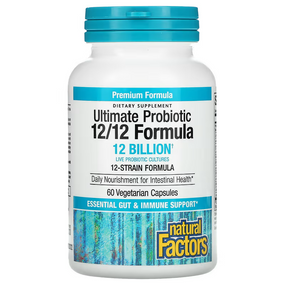 Buy Ultimate Probiotic 12/12 Formula 60 Veggie Caps Natural Factors Online, UK Delivery, Probiotics Acidophilus