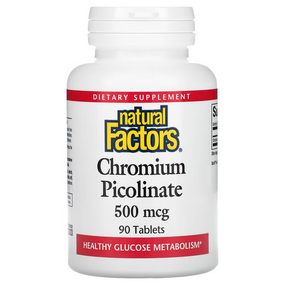 Buy Chromium Picolinate 500 mcg 90 Tabs Natural Factors Online, UK Delivery, Mineral Supplements