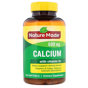 Buy Calcium with Vitamin D 400 IU 600 mg 100 Liquid sGels Nature Made Online, UK Delivery, Mineral Supplements