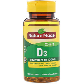 Vitamin D3 1000IU, 100 Softgels, Nature Made