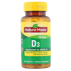 D3 Vitamin D Supplement 2000 IU 100 Tabs Nature Made