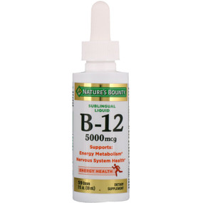 Buy B-12 Sublingual Liquid Super Strength Natural Berry Flavor 5000 mcg 2 oz (59 ml) Nature's Bounty Online, UK Delivery, Liquid Vitamin B12