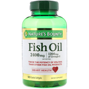 Buy Odor-Less Double Strength Fish Oil 2400 mg 90 Coated sGels Nature's Bounty Online, UK Delivery, EFA Omega EPA DHA