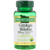Buy Ginkgo Biloba Double Strength 120 mg 100 Caps Nature's Bounty Online, UK Delivery