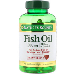 Buy Fish Oil Cholesterol Free 1000 mg 145 sGels Nature's Bounty Online, UK Delivery, EFA Omega EPA DHA
