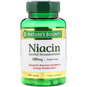 Buy Flush Free Niacin 500mg 120 Caps Nature's Bounty Online, UK Delivery, Cardiovascular Cholesterol Balance Support Flush Free Niacin Treatment
