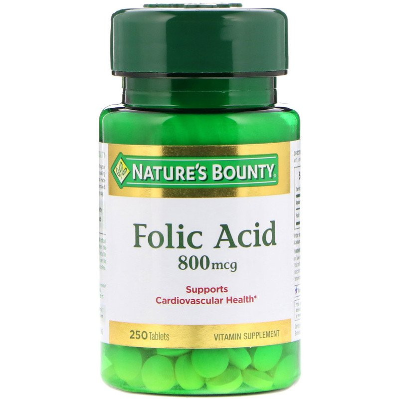 Buy Folic Acid Maximum Strength 800 mcg 250 Tabs Nature's Bounty, UK