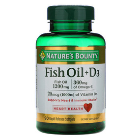 Buy Fish Oil + D3 90 sGels Nature's Bounty Online, UK Delivery, EFA Omega EPA DHA