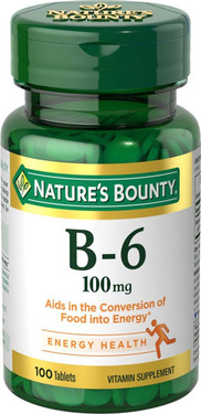 Buy Vitamin B-6 100 mg 100 Tabs Nature's Bounty Online, UK Delivery, Gluten Free Vitamin B6 Pyridoxine