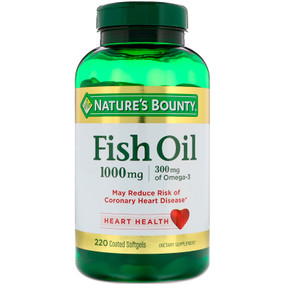 Buy Odorless Fish Oil Omega-3 1000 mg 220 Coated sGels Nature's Bounty Online, UK Delivery, EFA Omega EPA DHA