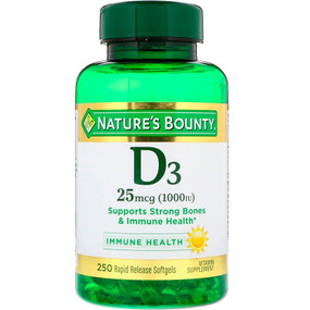 Buy D3-1000 IU High Potency 250 sGels Nature's Bounty Online, UK Delivery, Gluten Free Vitamin D3