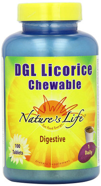 Buy DGL Licorice Chewable 100 Tabs Nature's Life Online, UK Delivery, Herbal Remedy Natural Treatment