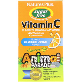 Buy Source of Life Animal Parade Vitamin C Sugar Free Natural Orange Juice Flavor 90 Animals Nature's Plus Online, UK Delivery, Chewable Vitamin C