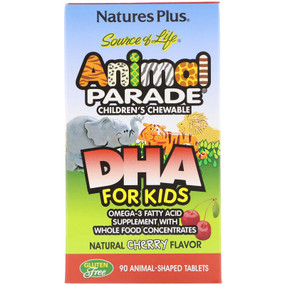 Buy Source of Life DHA for Kids Animal Parade Children's Chewable Natural Cherry Flavor 90 Animals Nature's Plus Online, UK Delivery, EFA Omega DHA