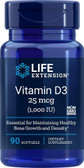 UK Buy Life Extension Vitamin D3 1,000 IU 90 Softgels, Bones