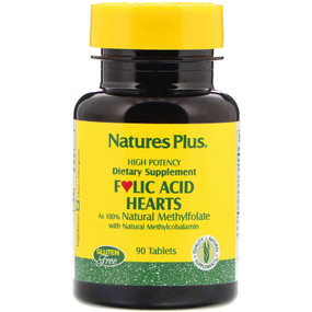 Buy Folic Acid Hearts 90 Tabs Nature's Plus Online, UK Delivery, Folic Acid Prenatal Vitamin Pregnancy