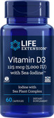 Buy UK D3 with Sea-Iodine 5000IU 60 Caps, Life Extension