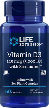 Buy UK D3 with Sea-Iodine 5000IU 60 Caps, Life Extension