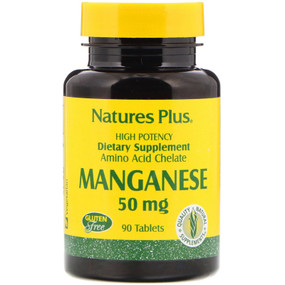 Buy Manganese 50 mg 90 Tabs Nature's Plus Online, UK Delivery, Mineral Supplements Gluten Free