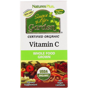 Buy Source of Life Garden Vitamin C 60 Veggie Caps Nature's Plus Online, UK Delivery, Vitamin C Vegan Vegetarian