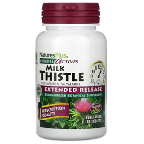 Buy Herbal Actives Milk Thistle Extended Release 500 mg 30 Tabs Nature's Plus Online, UK Delivery, Milk Thistle Silymarin Liver Cleanse Detox Cleansing