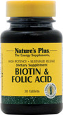 Buy Biotin & Folic Acid 30 Tabs Nature's Plus Online, UK Delivery, Vitamin B Biotin