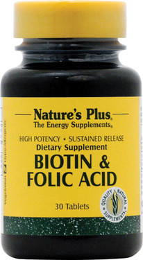 Buy Biotin & Folic Acid 30 Tabs Nature's Plus Online, UK Delivery, Vitamin B Biotin