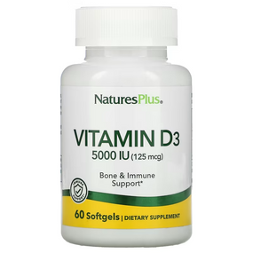 Buy Vitamin D3 5000 IU 60 sGels Nature's Plus Online, UK Delivery, Vitamin A D