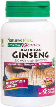 Buy Herbal Actives American Ginseng 250 mg 60 Veggie Caps Nature's Plus Online, UK Delivery