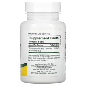 Buy Vitamin B-1 300 Mg 90 Tabs Nature's Plus Online, UK Delivery