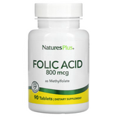 Buy Folic Acid 800 mcg 90 Tabs Nature's Plus Online, UK Delivery, Folic Acid Prenatal Vitamin 