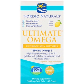 Buy Ultimate Omega Great Lemon Taste 1000 mg 60 Count Nordic Naturals Online, UK Delivery, EFA Omega EPA DHA