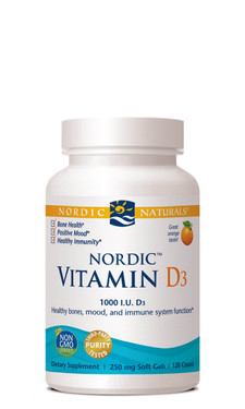 Buy Vitamin D3 Orange 250 mg 120 sGels Nordic Naturals Online, UK Delivery, Vitamin D3