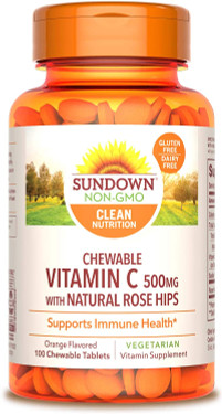 Buy Chewable Vitamin C Natural Orange Flavor 500 mg 100 Tabs Rexall Sundown Naturals Online, UK Delivery, Chewable Vitamin C