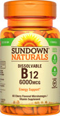 Buy B12 Maximum Potency Natural Cherry Flavor 6000 mcg 60 Microlozenges Rexall Sundown Naturals Online, UK Delivery, Vitamin B12 Cyanocobalamin